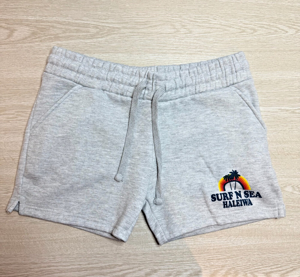 Blue 84 Women's M Shorts Grey Elastic Tie Waist Fleece Tropical Surf N Sea